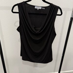 Calvin Klein Women's Black Draped Blouse